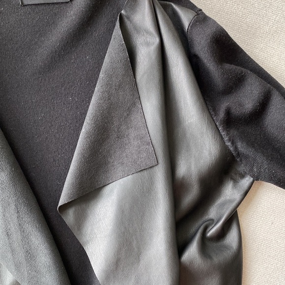 Zara black open cardigan with faux leather sides. Size S - Picture 3 of 3